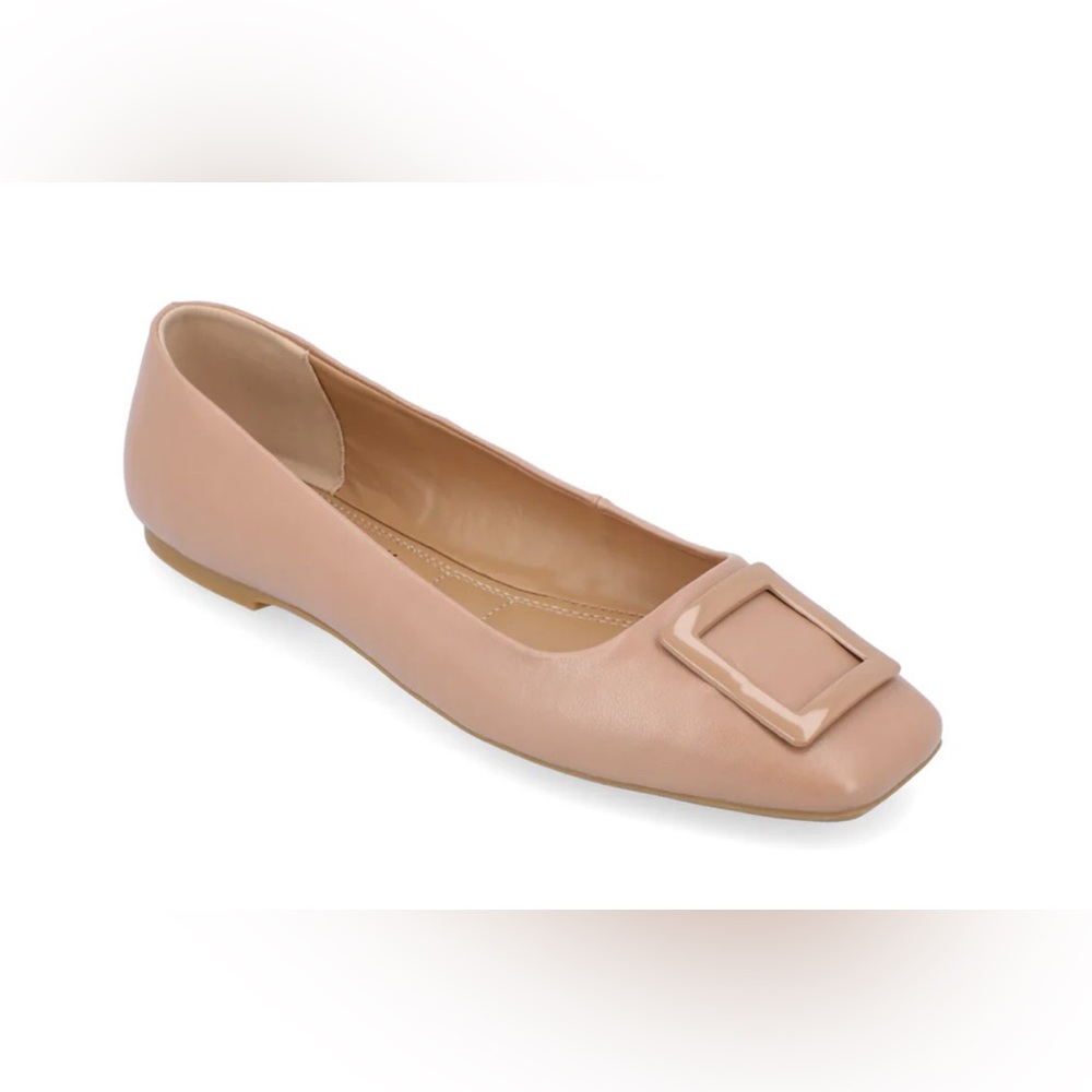 Journee Collection Tan Flats with Square Buckle sz 9 and 9.5 available